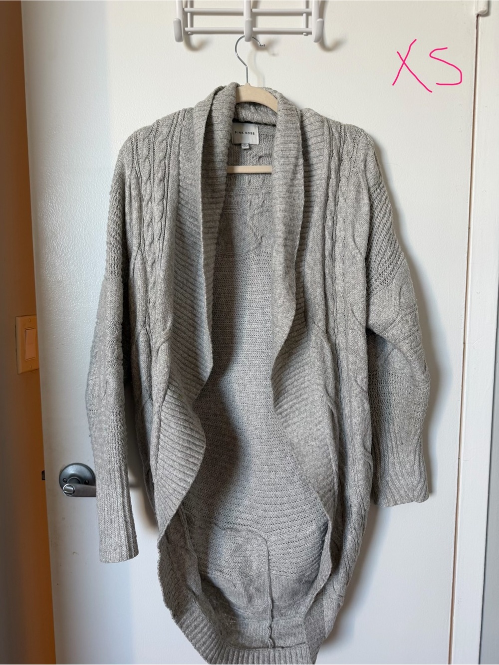 Cozy Open-Front Cable Knit Cardigan Sweater - Gray